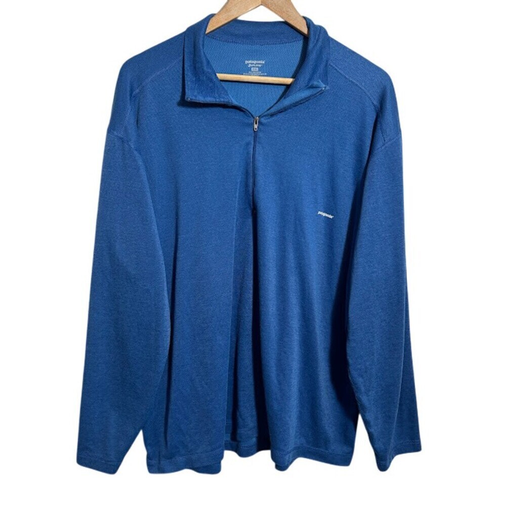 Patagonia Men's XXL Capilene Baselayer 1/4 Zip Shirt MW Zip-T Blue 44263